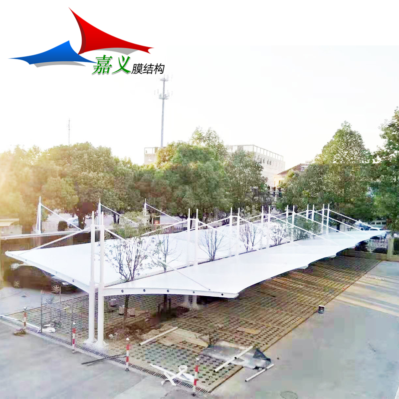 冒顶式车棚 膜结构电动车充电桩车棚 体育看台 篮球场遮阳棚厂家定制上门安装