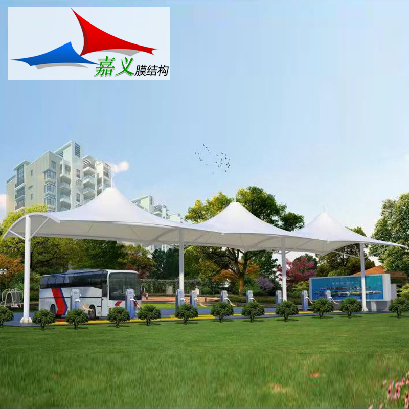 河南洛阳高速公路充电桩雨棚 膜结构车棚体育看台 篮球场遮阳棚 汽车棚厂家定制上门安装