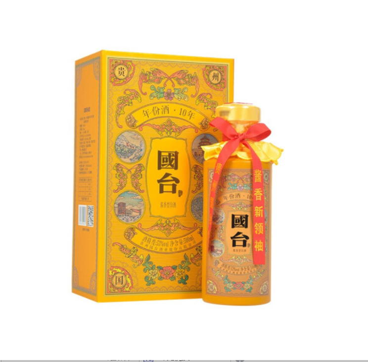 山东国台批发 贵州国台酒业 国台十年 帝王黄 500ml单瓶装 53度酱香型白酒