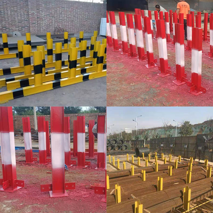 建筑定型化钢筋摆放平台  永邦供应  云南   红白相间钢筋原材料堆放场    黄黑相间工字钢支架