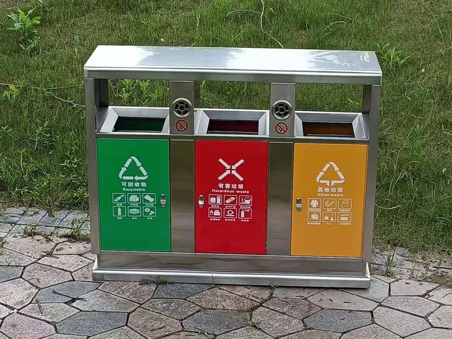 广东省阳东区 批发价售卖室外分类不锈钢垃圾桶 钢制果皮箱