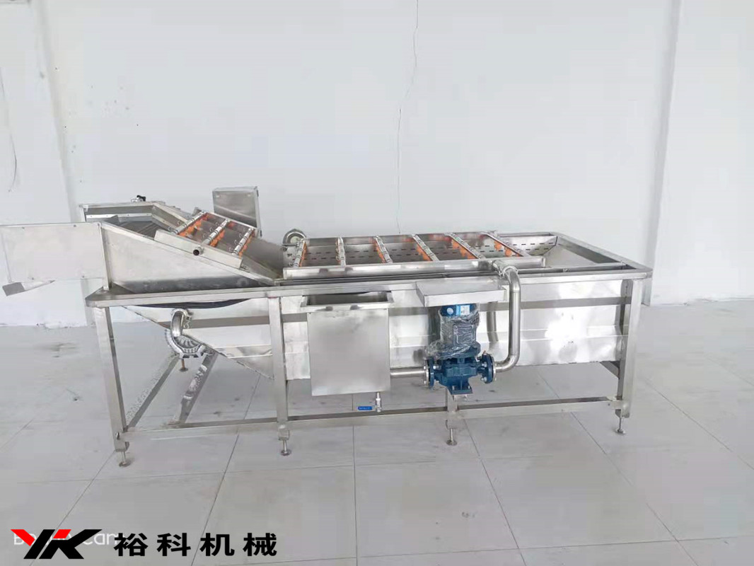 裕科加工定制赣南脐橙洗果机器  高压水流毛辊清洗机  商用菠菜根茎类蔬菜清洗机