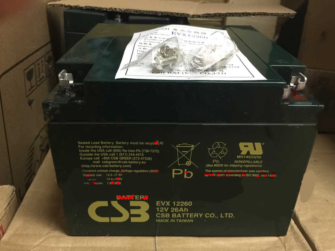 希世比CSB蓄电池EVX12260 12V26AH电动车辆 高尔夫球车 割草机配套