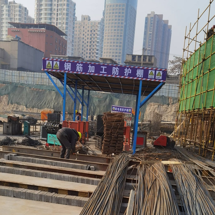  套丝机防护棚 永邦长期供应 单立柱钢筋防护棚 广西 钢筋加工防护棚 