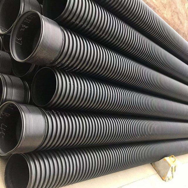 hdpe双壁波纹管钢带增强螺旋波纹管dn300污水管高密度聚乙烯pe管中空壁增强缠绕管