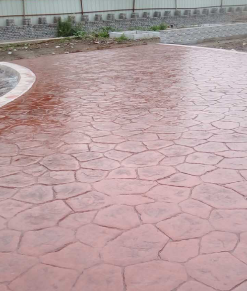 水泥路面印花工艺公司 水泥路面压模 压模彩色路面 晶邦地坪