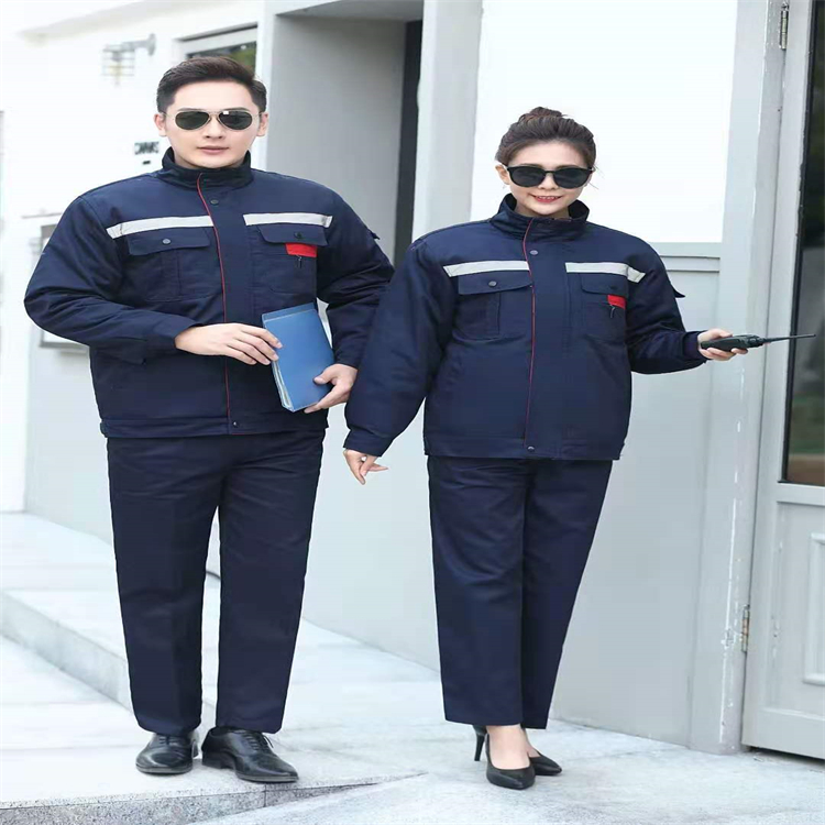 山东济南纯色厚纱卡工作服棉袄，可拆卸活里活面棉服      加厚耐磨防寒工程棉袄