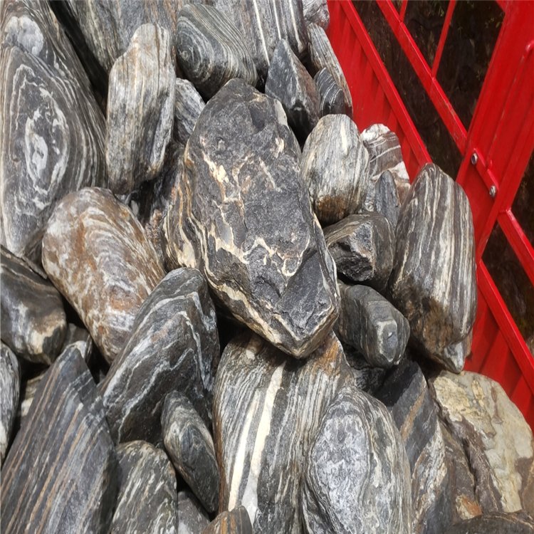 宁波刻字风景石基地 园林造景黑白假山 广场流水假山 点金园林供应