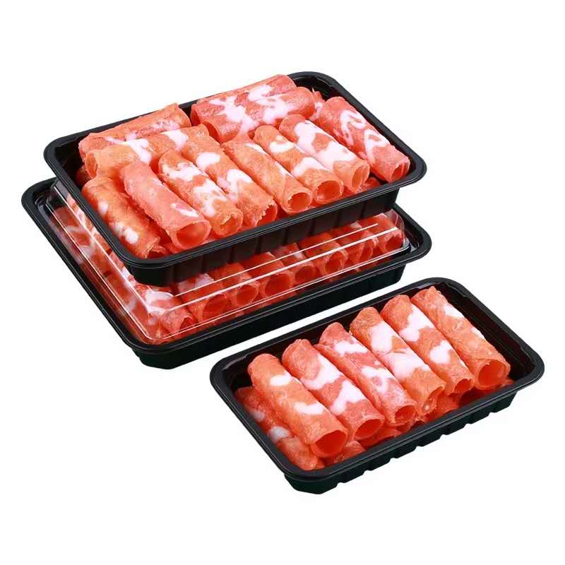 带透明盖托盒羊肉卷肥牛卷包装盒 肉卷拖盒 食品冷鲜肉包装盒 火锅肉块肉片肉品包装盒