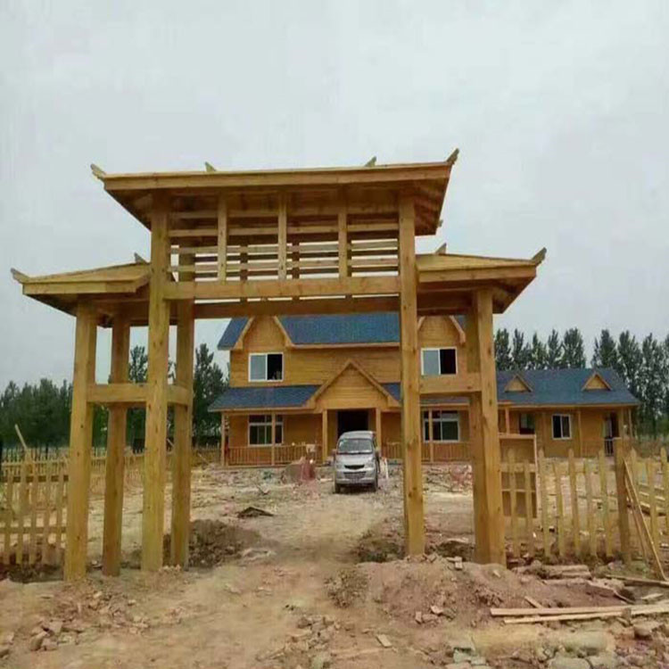 河南防腐木门楼 古建实木门楼牌坊 支持定制 品质保证