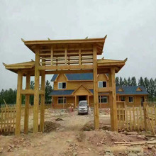 河南防腐木门楼 古建实木门楼牌坊 支持定制 品质保证