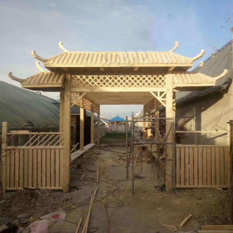 别墅防腐木门楼 古建实木门楼牌坊 款式多样 物美价廉