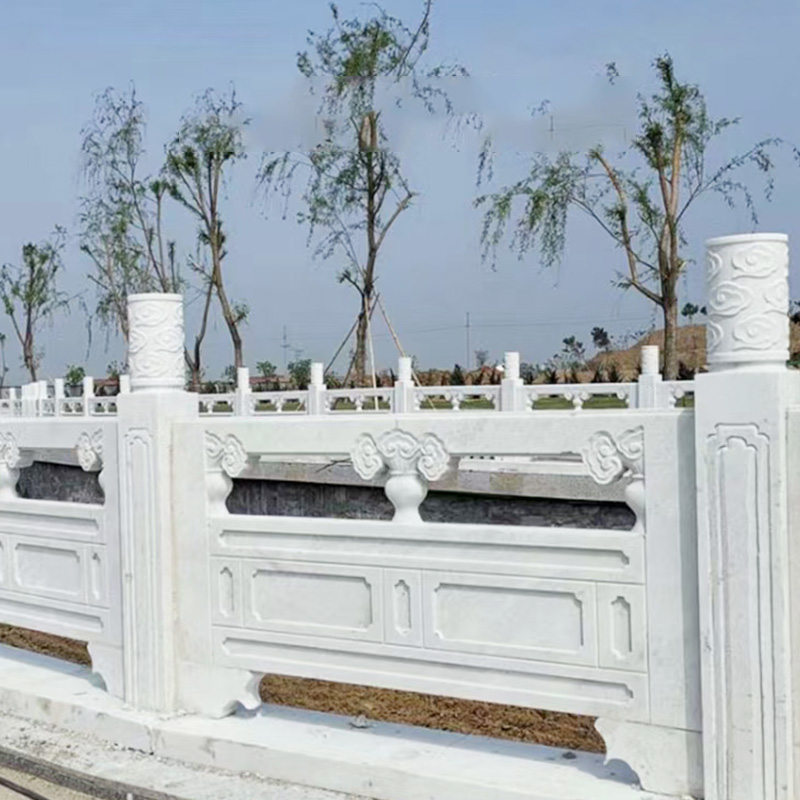 石栏杆汉白玉栏杆大理石石雕栏板 升旗台拱桥别墅庭院护栏石浮雕围栏