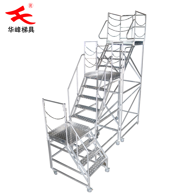 华峰梯登高车移动平台梯带轮货架登高梯库房超市理货取货凳梯子