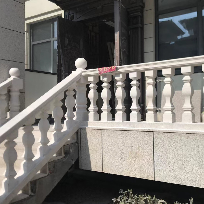 汉白玉栏杆大理石阳台楼梯扶手护栏 罗马柱花瓶柱石柱欧式户外围栏定制