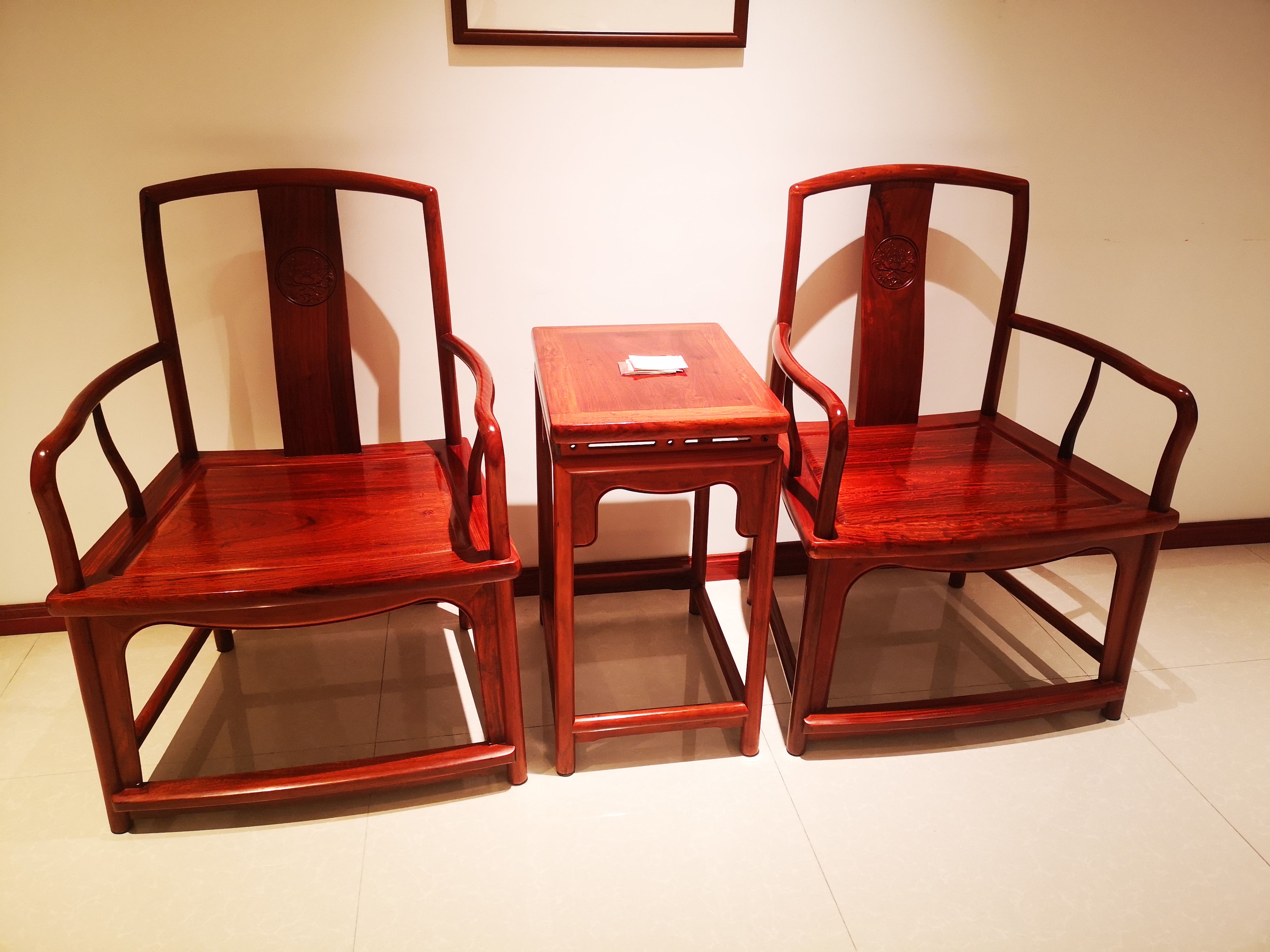 西安中式家具生漆大果紫檀（缅甸花梨木）大南宫椅厂家销售价格