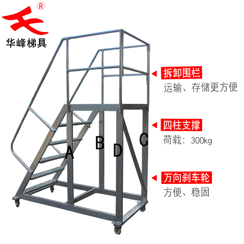 华峰梯车间机器加料登高梯 立式注塑机加料登高梯 火车站日常养护维修登高梯