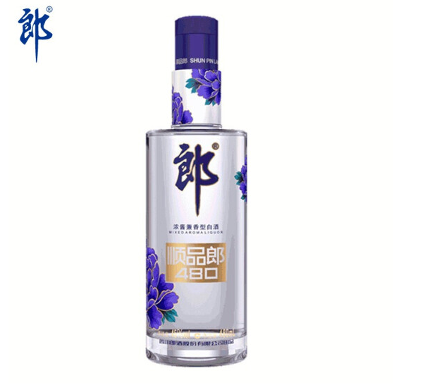 河南郎酒顺品郎480蓝顺45度480ml*1瓶单瓶装兼香型光瓶白酒（新老包装随机发货）