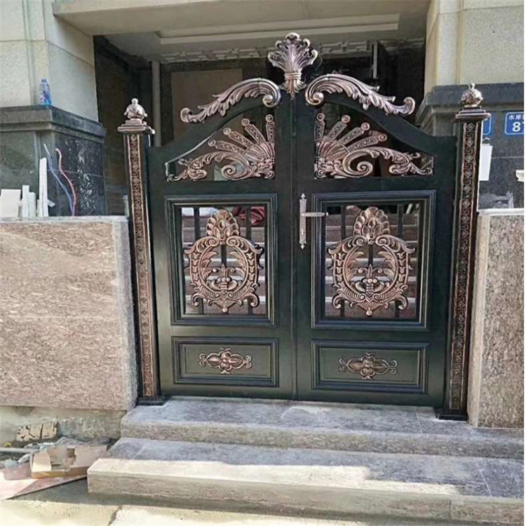 供应小区铝艺大门 安装价格 双开电动铝艺大门 久皓