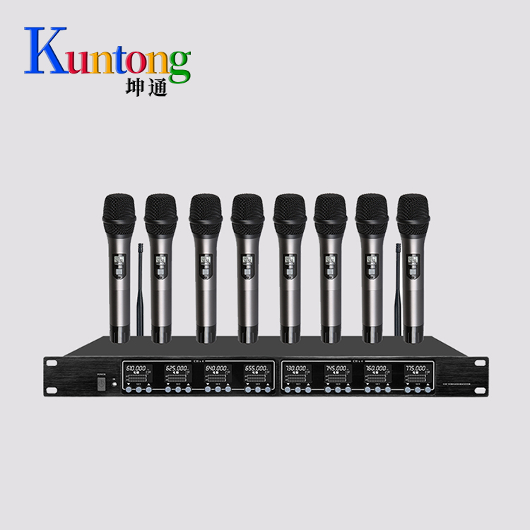 Kuntong坤通KTM-HWM-U808 U段一拖八无线手持话筒 PLL频率合成锁相环技术可调频率