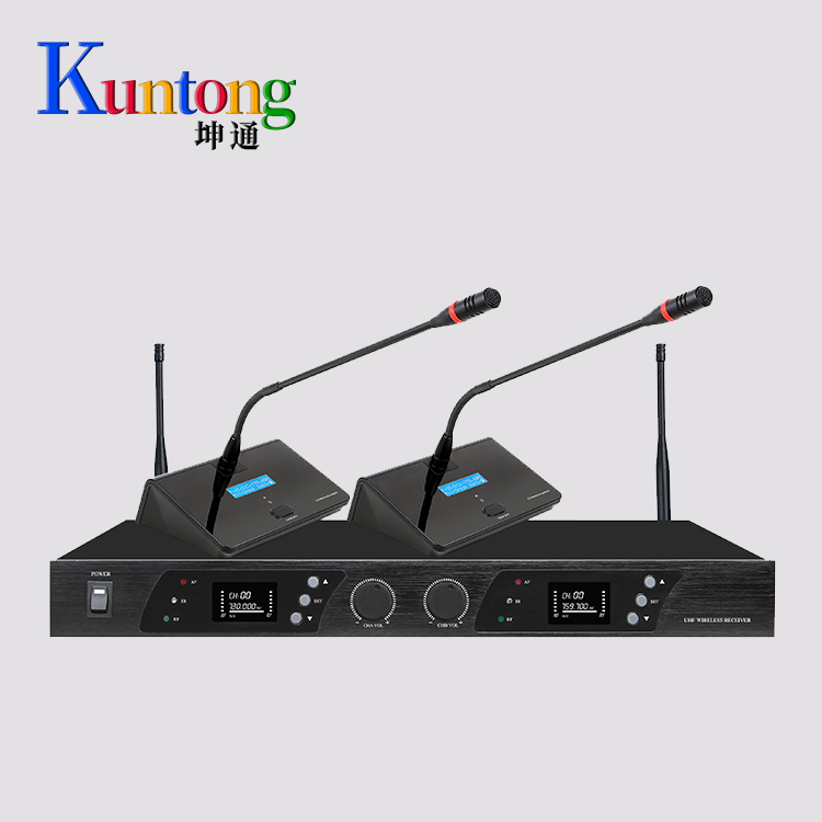 Kuntong坤通KTM-GWM-U802 U段一拖二无线鹅颈话筒 数字液晶界面