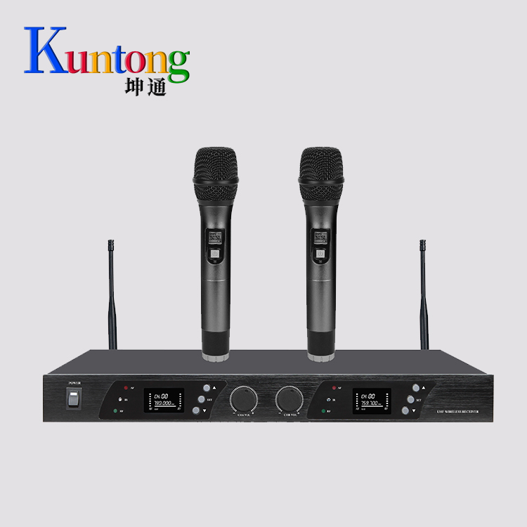  Kuntong坤通KTM-HWM-U802 U段一拖二无线手持话筒  频率可调 数字液晶界面显示