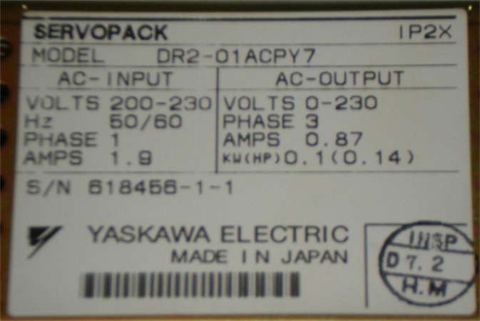安川DR2-O1ACPY7伺服驱动器