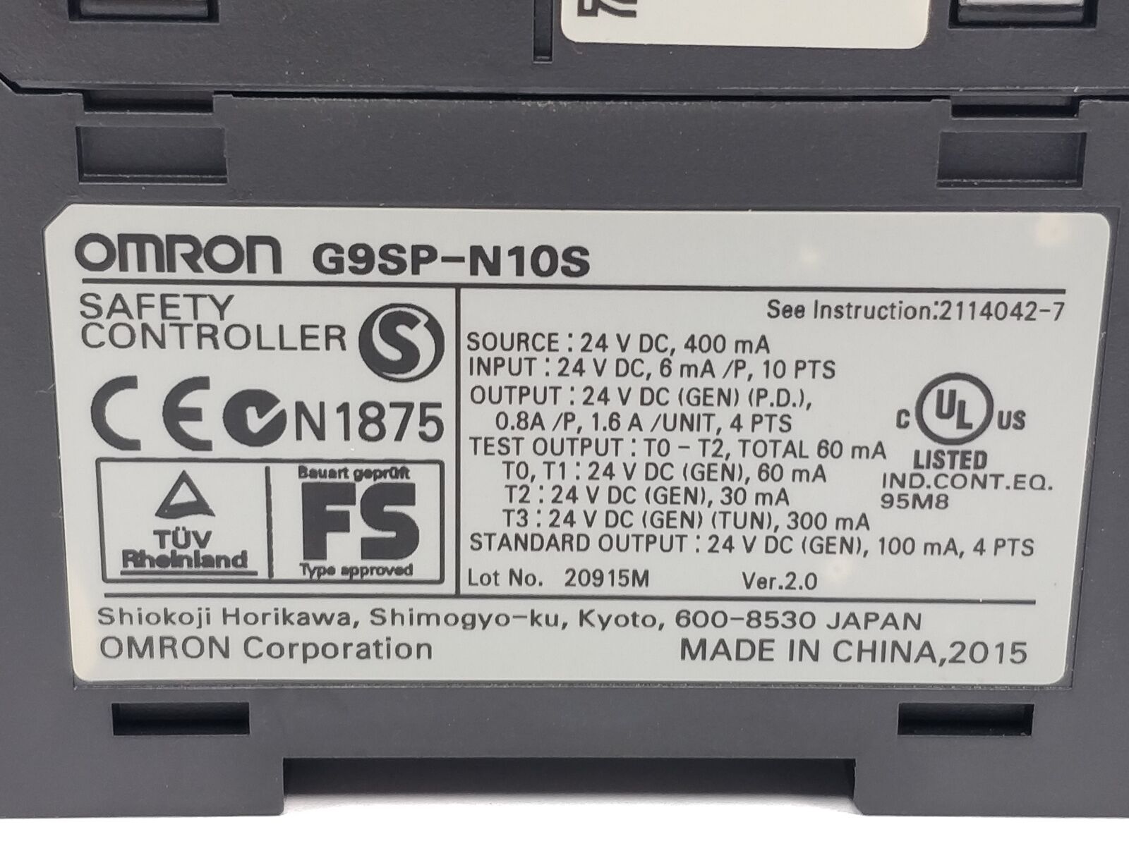 欧姆龙g9sp-n10s安全控制器
