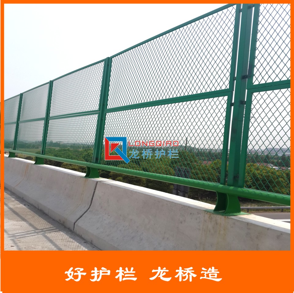 江苏本地桥梁护栏网 桥梁防抛网 龙桥生产浸塑绿色钢板网片
