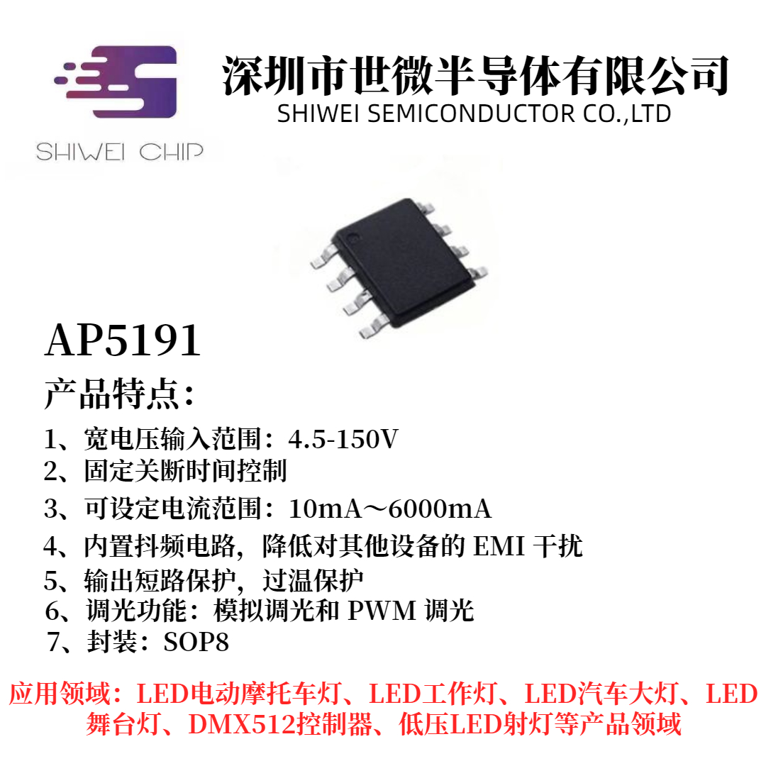 AP5191  DC-DC降压恒流芯片 车灯 日行灯线路图