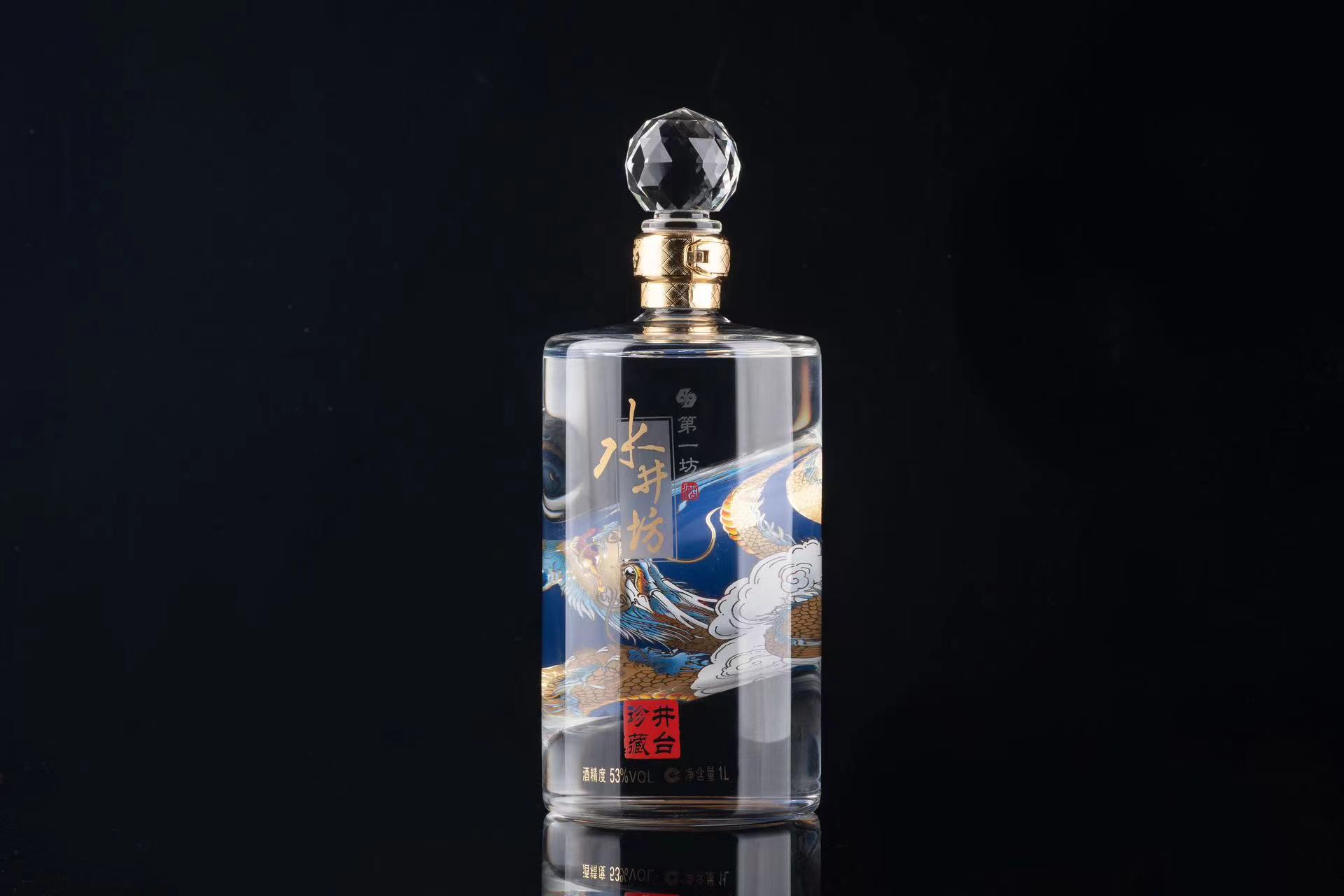 工艺品酒瓶定制-内凹工艺水井坊龙凤呈祥系列定制酒瓶